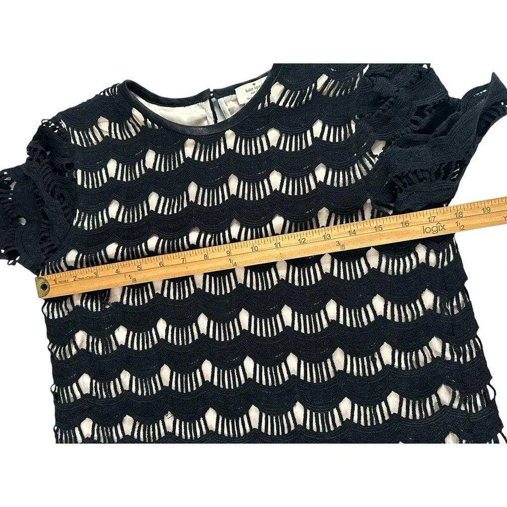 Kate Spade New York Black Scallop Crochet & Nude Lining Sheath Dress Sz 0